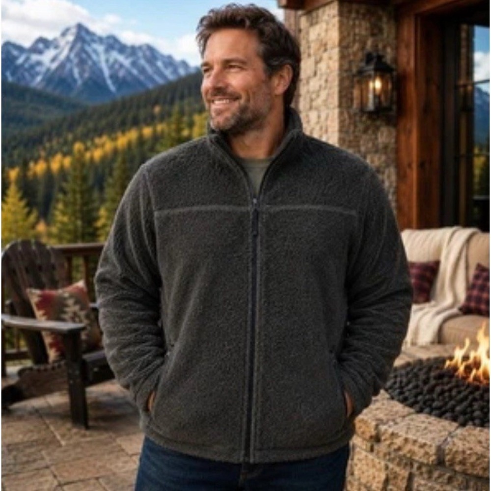 Gap Men's Large Full Zip Fleece Jacket Gray Grunge Gorpcore Outdoor Y2K Vintage